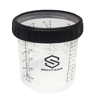 Стакан пластиковый многораз.жесткий Schtaer-Premium с мерными делениями и запорным кольцом, 650мл 